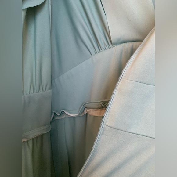 Vintage 1970's Fred Rothschild Maxi Dress Green Fall Winter Wedding Empire Waist - Picture 8 of 11